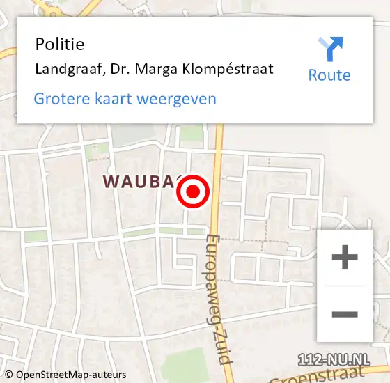 Locatie op kaart van de 112 melding: Politie Landgraaf, Dr. Marga Klompéstraat op 7 december 2021 22:39