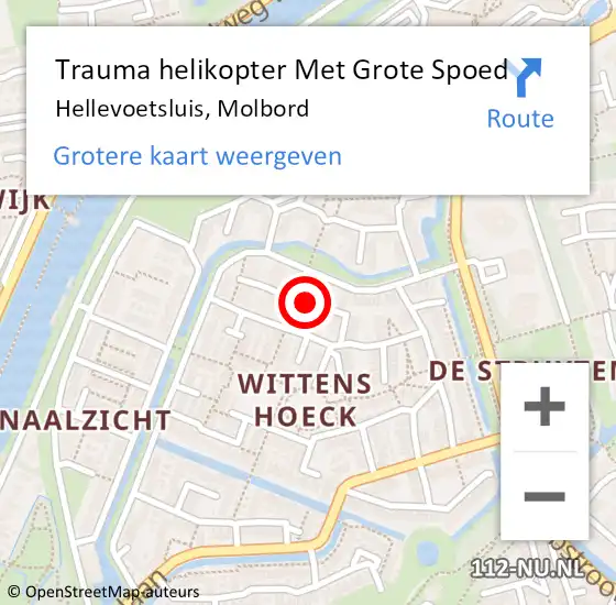 Locatie op kaart van de 112 melding: Trauma helikopter Met Grote Spoed Naar Hellevoetsluis, Molbord op 7 december 2021 22:43