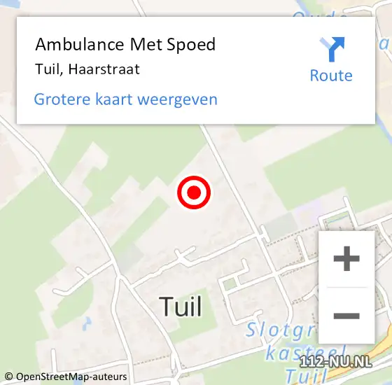 Locatie op kaart van de 112 melding: Ambulance Met Spoed Naar Tuil, Haarstraat op 7 december 2021 22:58