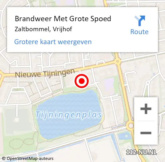 Locatie op kaart van de 112 melding: Brandweer Met Grote Spoed Naar Zaltbommel, Vrijhof op 7 december 2021 23:59