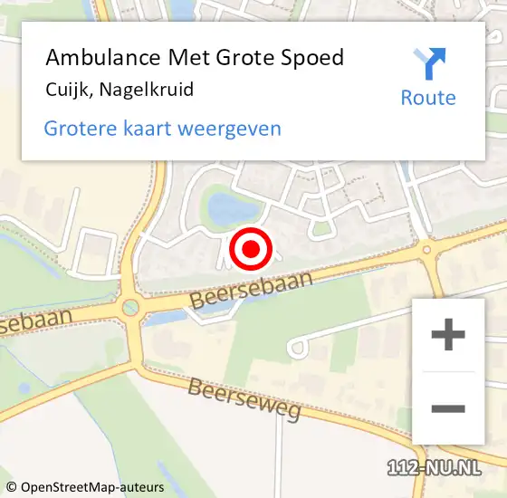 Locatie op kaart van de 112 melding: Ambulance Met Grote Spoed Naar Cuijk, Nagelkruid op 8 december 2021 00:57