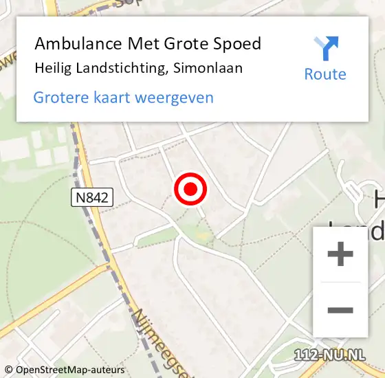 Locatie op kaart van de 112 melding: Ambulance Met Grote Spoed Naar Heilig Landstichting, Simonlaan op 8 december 2021 01:19