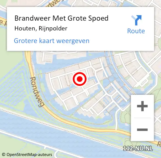 Locatie op kaart van de 112 melding: Brandweer Met Grote Spoed Naar Houten, Rijnpolder op 8 december 2021 01:21