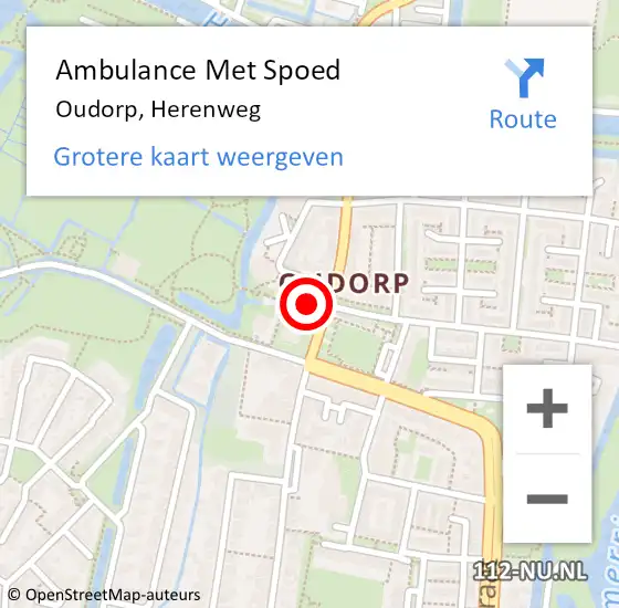 Locatie op kaart van de 112 melding: Ambulance Met Spoed Naar Oudorp, Herenweg op 1 juli 2014 16:11