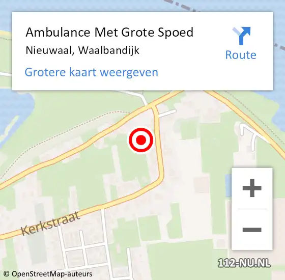 Locatie op kaart van de 112 melding: Ambulance Met Grote Spoed Naar Nieuwaal, Waalbandijk op 8 december 2021 01:33