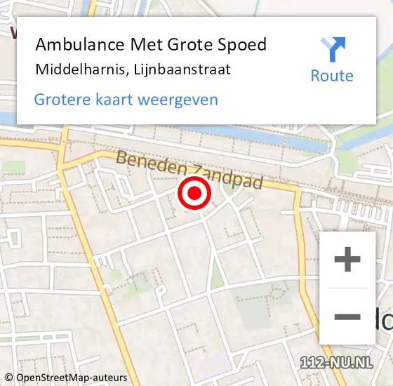 Locatie op kaart van de 112 melding: Ambulance Met Grote Spoed Naar Middelharnis, Lijnbaanstraat op 8 december 2021 01:46