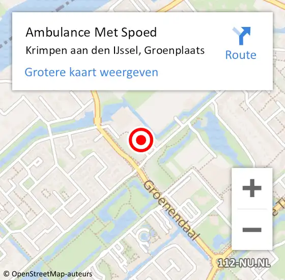 Locatie op kaart van de 112 melding: Ambulance Met Spoed Naar Krimpen aan den IJssel, Groenplaats op 8 december 2021 01:54