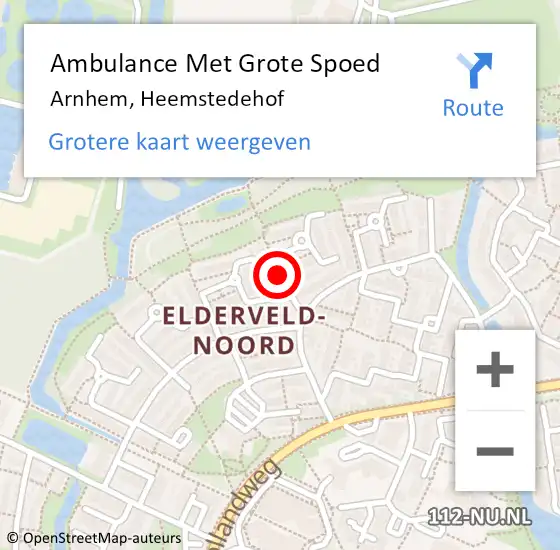 Locatie op kaart van de 112 melding: Ambulance Met Grote Spoed Naar Arnhem, Heemstedehof op 8 december 2021 02:09