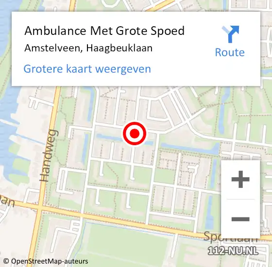 Locatie op kaart van de 112 melding: Ambulance Met Grote Spoed Naar Amstelveen, Haagbeuklaan op 8 december 2021 04:10