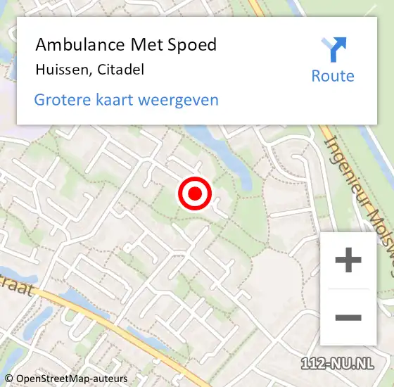 Locatie op kaart van de 112 melding: Ambulance Met Spoed Naar Huissen, Citadel op 8 december 2021 05:57