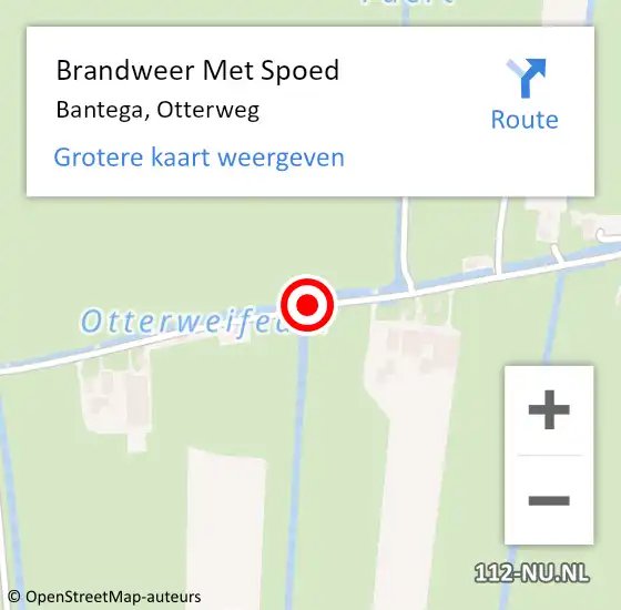 Locatie op kaart van de 112 melding: Brandweer Met Spoed Naar Bantega, Otterweg op 8 december 2021 06:21