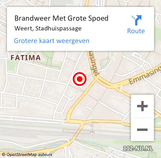 Locatie op kaart van de 112 melding: Brandweer Met Grote Spoed Naar Weert, Stadhuispassage op 8 december 2021 07:07