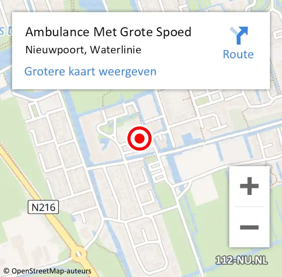 Locatie op kaart van de 112 melding: Ambulance Met Grote Spoed Naar Nieuwpoort, Waterlinie op 8 december 2021 07:19