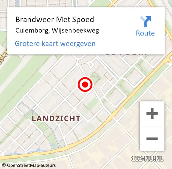 Locatie op kaart van de 112 melding: Brandweer Met Spoed Naar Culemborg, Wijsenbeekweg op 8 december 2021 07:19