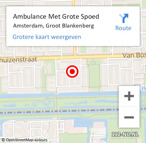 Locatie op kaart van de 112 melding: Ambulance Met Grote Spoed Naar Amsterdam, Groot Blankenberg op 8 december 2021 07:19