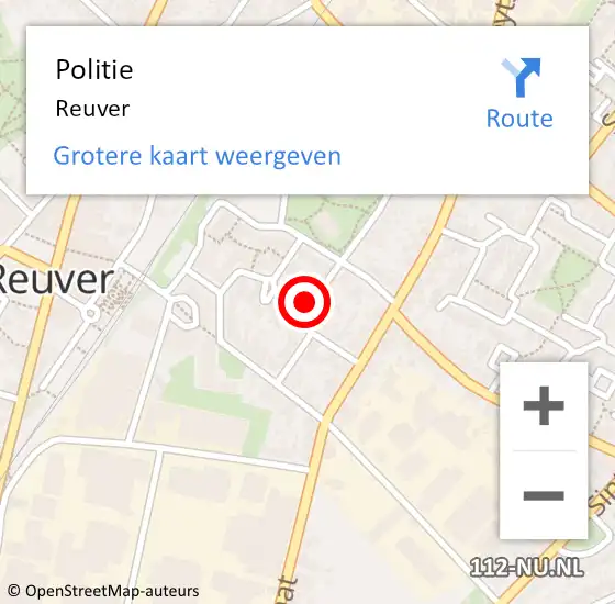 Locatie op kaart van de 112 melding: Politie Reuver op 8 december 2021 07:26