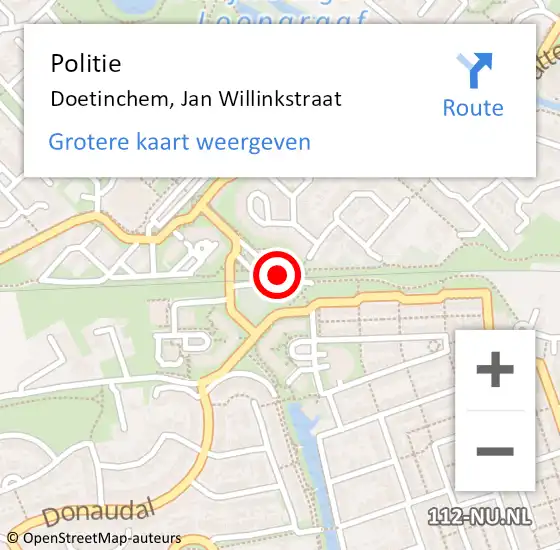 Locatie op kaart van de 112 melding: Politie Doetinchem, Jan Willinkstraat op 8 december 2021 07:47