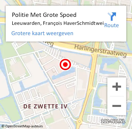 Locatie op kaart van de 112 melding: Politie Met Grote Spoed Naar Leeuwarden, François HaverSchmidtwei op 8 december 2021 07:53