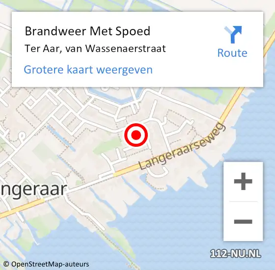 Locatie op kaart van de 112 melding: Brandweer Met Spoed Naar Ter Aar, van Wassenaerstraat op 8 december 2021 08:04