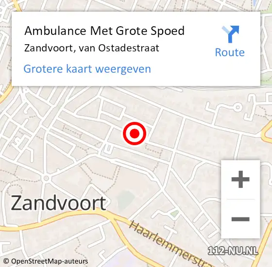 Locatie op kaart van de 112 melding: Ambulance Met Grote Spoed Naar Zandvoort, van Ostadestraat op 8 december 2021 08:12