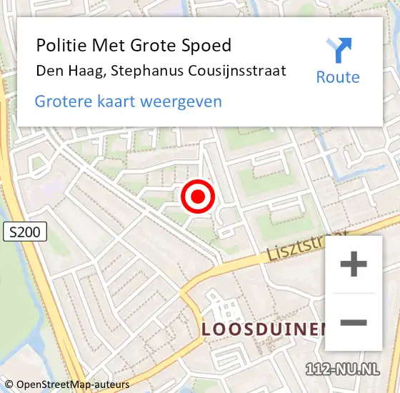 Locatie op kaart van de 112 melding: Politie Met Grote Spoed Naar Den Haag, Stephanus Cousijnsstraat op 8 december 2021 08:13