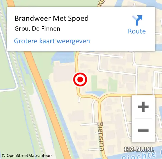 Locatie op kaart van de 112 melding: Brandweer Met Spoed Naar Grou, De Finnen op 8 december 2021 08:35