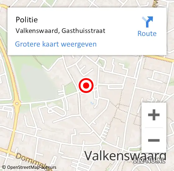 Locatie op kaart van de 112 melding: Politie Valkenswaard, Gasthuisstraat op 8 december 2021 08:56