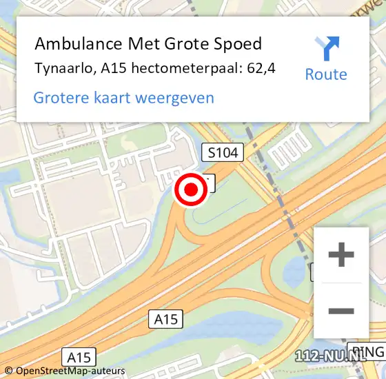 Locatie op kaart van de 112 melding: Ambulance Met Grote Spoed Naar Tynaarlo, A15 hectometerpaal: 62,4 op 8 december 2021 09:13