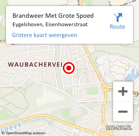 Locatie op kaart van de 112 melding: Brandweer Met Grote Spoed Naar Eygelshoven, Eisenhowerstraat op 8 december 2021 09:14