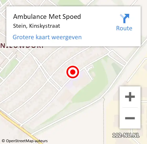 Locatie op kaart van de 112 melding: Ambulance Met Spoed Naar Stein, Kinskystraat op 1 juli 2014 16:35