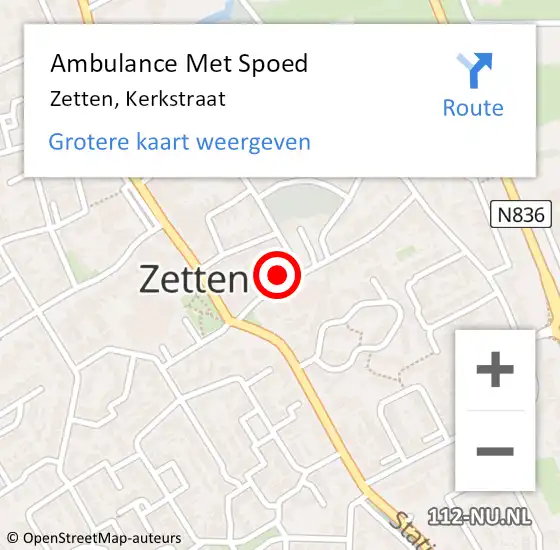 Locatie op kaart van de 112 melding: Ambulance Met Spoed Naar Zetten, Kerkstraat op 8 december 2021 09:39