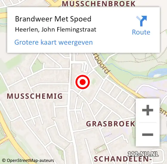 Locatie op kaart van de 112 melding: Brandweer Met Spoed Naar Heerlen, John Flemingstraat op 8 december 2021 10:12