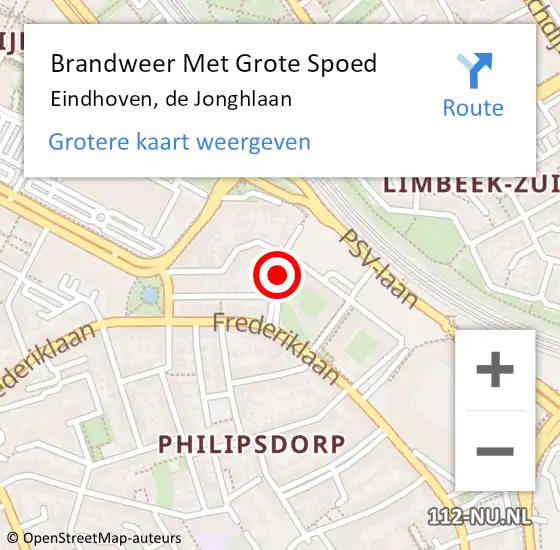 Locatie op kaart van de 112 melding: Brandweer Met Grote Spoed Naar Eindhoven, de Jonghlaan op 8 december 2021 10:33