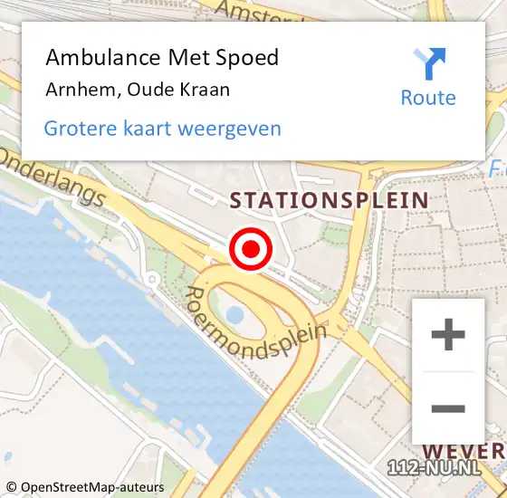 Locatie op kaart van de 112 melding: Ambulance Met Spoed Naar Arnhem, Oude Kraan op 8 december 2021 10:36