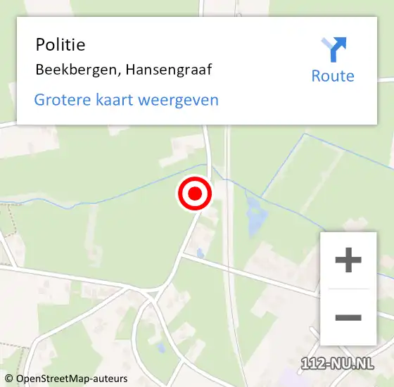 Locatie op kaart van de 112 melding: Politie Beekbergen, Hansengraaf op 8 december 2021 10:39