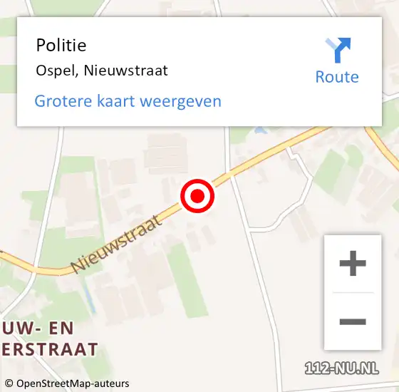 Locatie op kaart van de 112 melding: Politie Ospel, Nieuwstraat op 8 december 2021 10:48