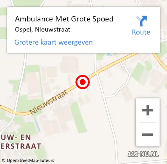 Locatie op kaart van de 112 melding: Ambulance Met Grote Spoed Naar Ospel, Nieuwstraat op 8 december 2021 10:48