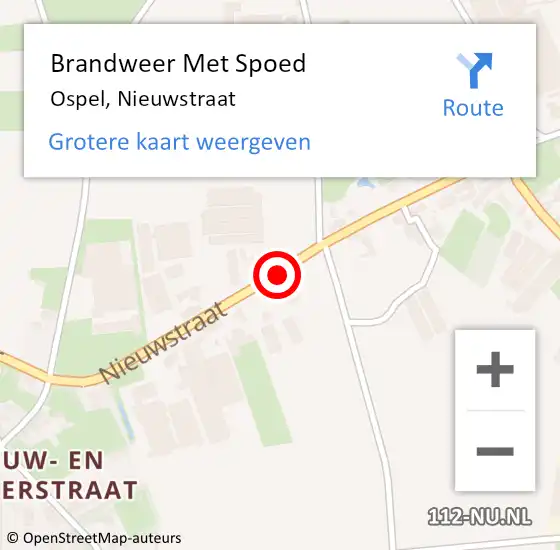 Locatie op kaart van de 112 melding: Brandweer Met Spoed Naar Ospel, Nieuwstraat op 8 december 2021 10:49