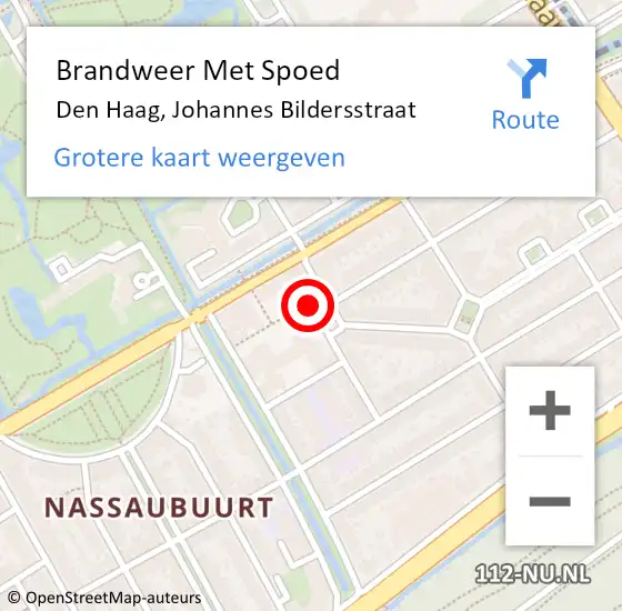 Locatie op kaart van de 112 melding: Brandweer Met Spoed Naar Den Haag, Johannes Bildersstraat op 8 december 2021 10:50