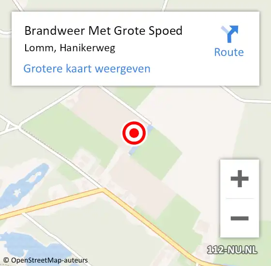 Locatie op kaart van de 112 melding: Brandweer Met Grote Spoed Naar Lomm, Hanikerweg op 8 december 2021 11:03