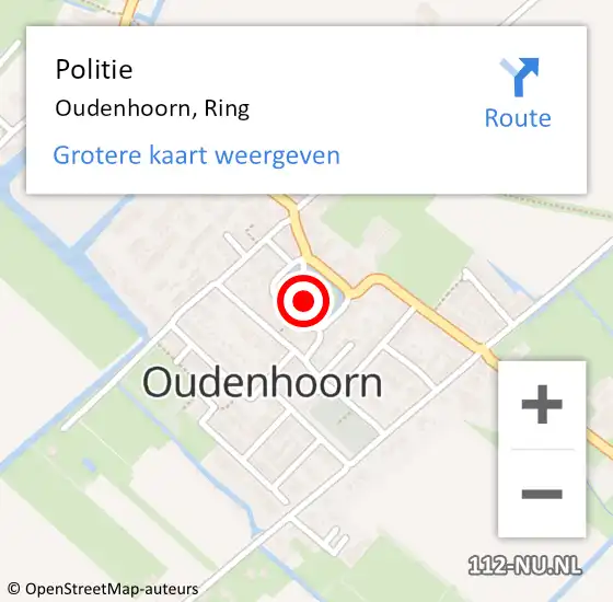 Locatie op kaart van de 112 melding: Politie Oudenhoorn, Ring op 8 december 2021 11:16