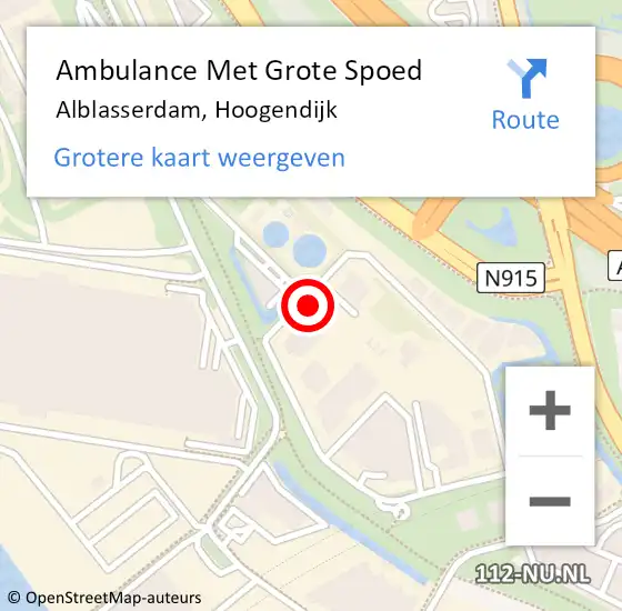 Locatie op kaart van de 112 melding: Ambulance Met Grote Spoed Naar Alblasserdam, Hoogendijk op 8 december 2021 11:25