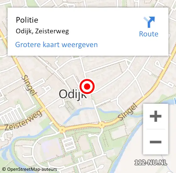 Locatie op kaart van de 112 melding: Politie Odijk, Zeisterweg op 8 december 2021 11:26