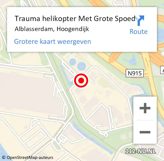 Locatie op kaart van de 112 melding: Trauma helikopter Met Grote Spoed Naar Alblasserdam, Hoogendijk op 8 december 2021 11:29