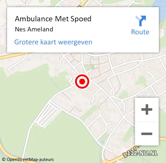 Locatie op kaart van de 112 melding: Ambulance Met Spoed Naar Nes Ameland op 1 juli 2014 16:48