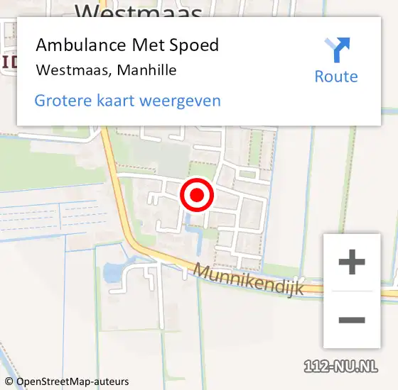 Locatie op kaart van de 112 melding: Ambulance Met Spoed Naar Westmaas, Manhille op 8 december 2021 11:41