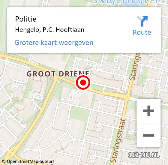 Locatie op kaart van de 112 melding: Politie Hengelo, P.C. Hooftlaan op 8 december 2021 12:02