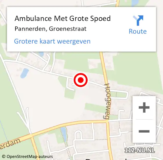 Locatie op kaart van de 112 melding: Ambulance Met Grote Spoed Naar Pannerden, Groenestraat op 8 december 2021 12:02