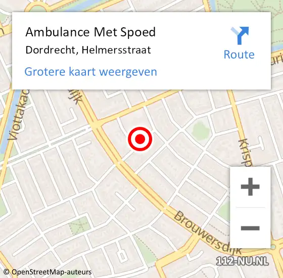 Locatie op kaart van de 112 melding: Ambulance Met Spoed Naar Dordrecht, Helmersstraat op 8 december 2021 12:10