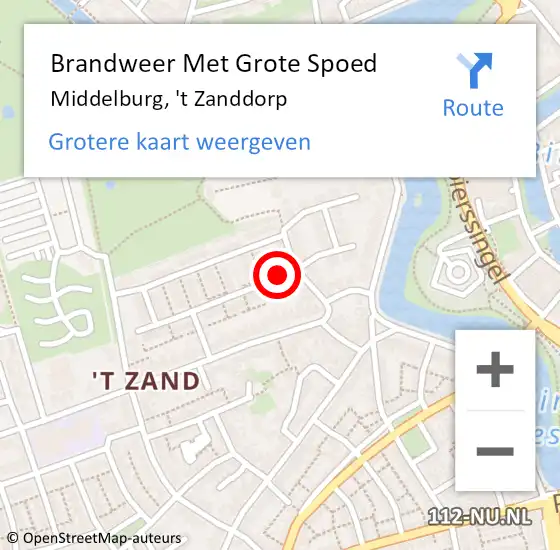Locatie op kaart van de 112 melding: Brandweer Met Grote Spoed Naar Middelburg, 't Zanddorp op 8 december 2021 12:11